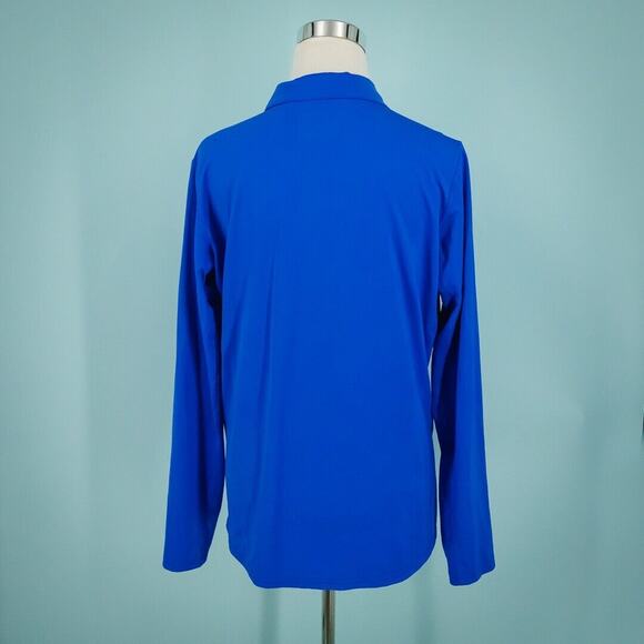SanSoliel Size XL Blue 1/4 1/2 Zip Collared Long Sleeve Mesh Golf Active Top - Picture 3 of 7